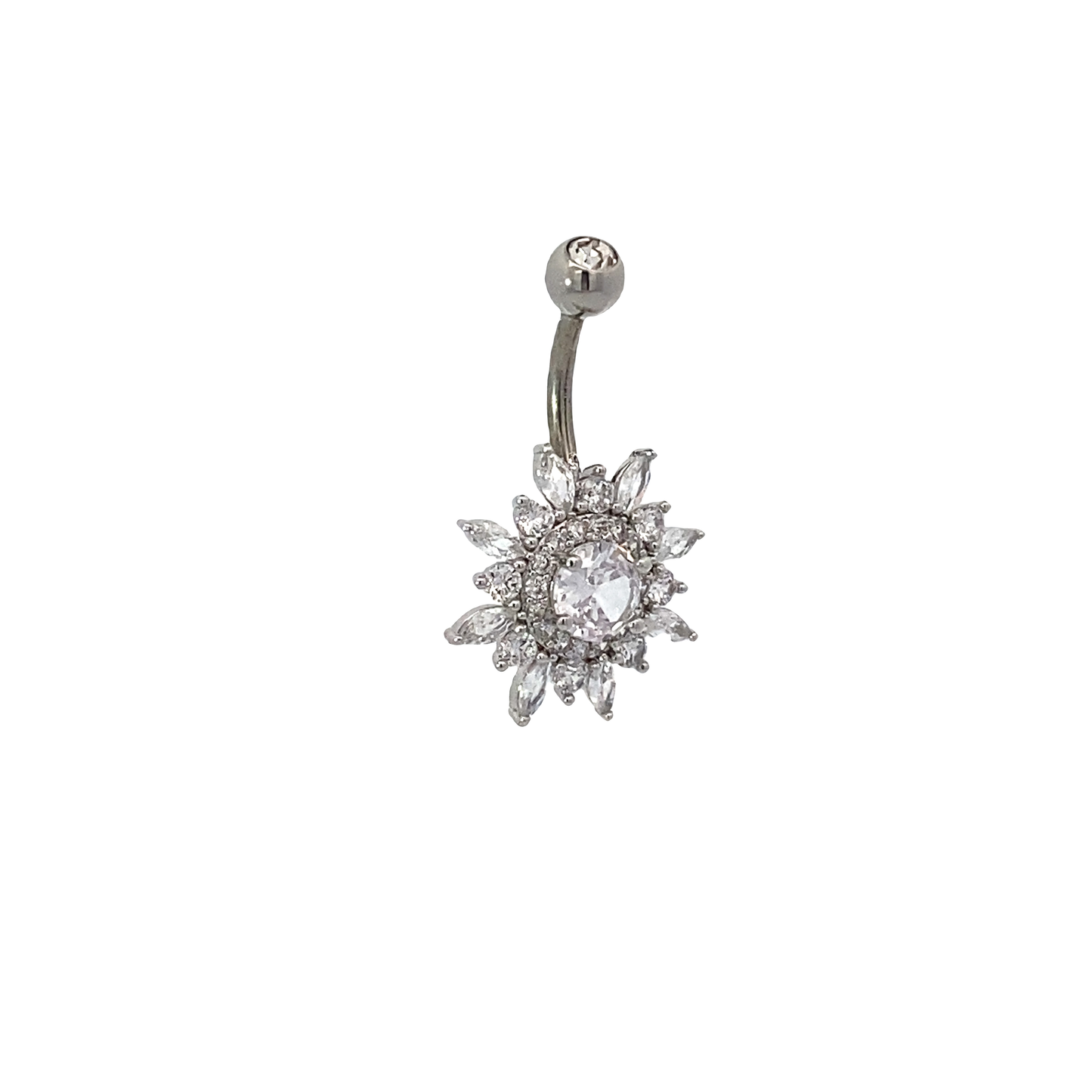 Sunburst Crystal Belly Button Ring 14g