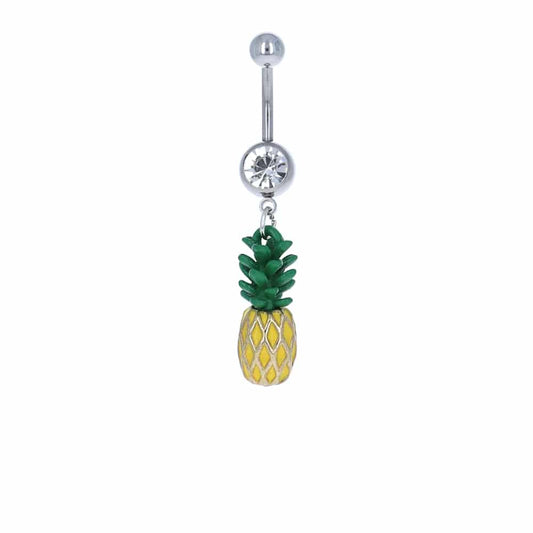 navel-belly-stud-curved-barbell-dangle-tassel-surgical-steel-3D-pineapple-summer