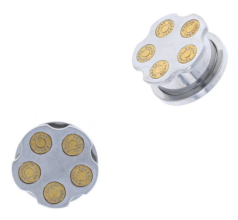 plugs-surgical-steel-revolver-cylinder-gold-plated-bullets