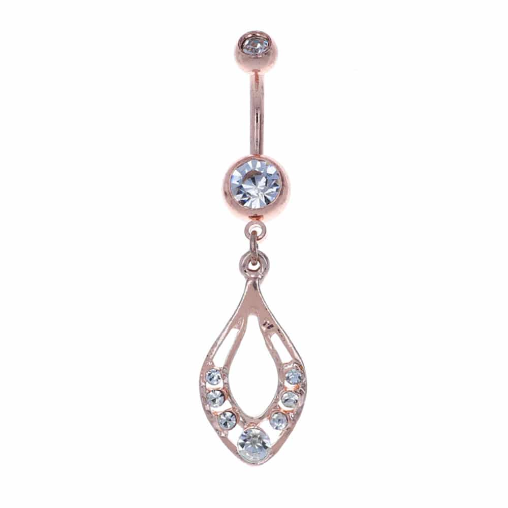 navel-belly-stud-curved-barbell-dangle-tassel-surgical-steel-ion-plated-rose-gold-bottom-jewelled-keyhole-jewelry