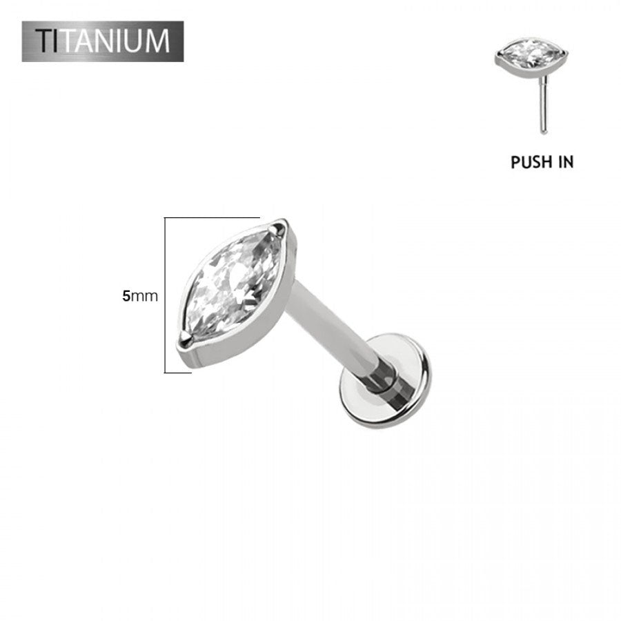 Premium G23 Titanium Marquise Offset Threadless Flat Back
