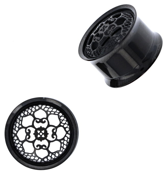 tunnel-blackline-titanium-lace-filigree-lattice-internally threaded-double-flare-plug