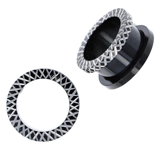 tunnels-blackline-titanium-laser-etched-crisscross-print