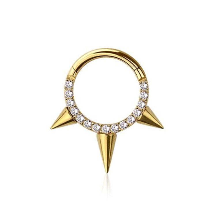 Premium Crystal Edge Spike Segment Ring 16g