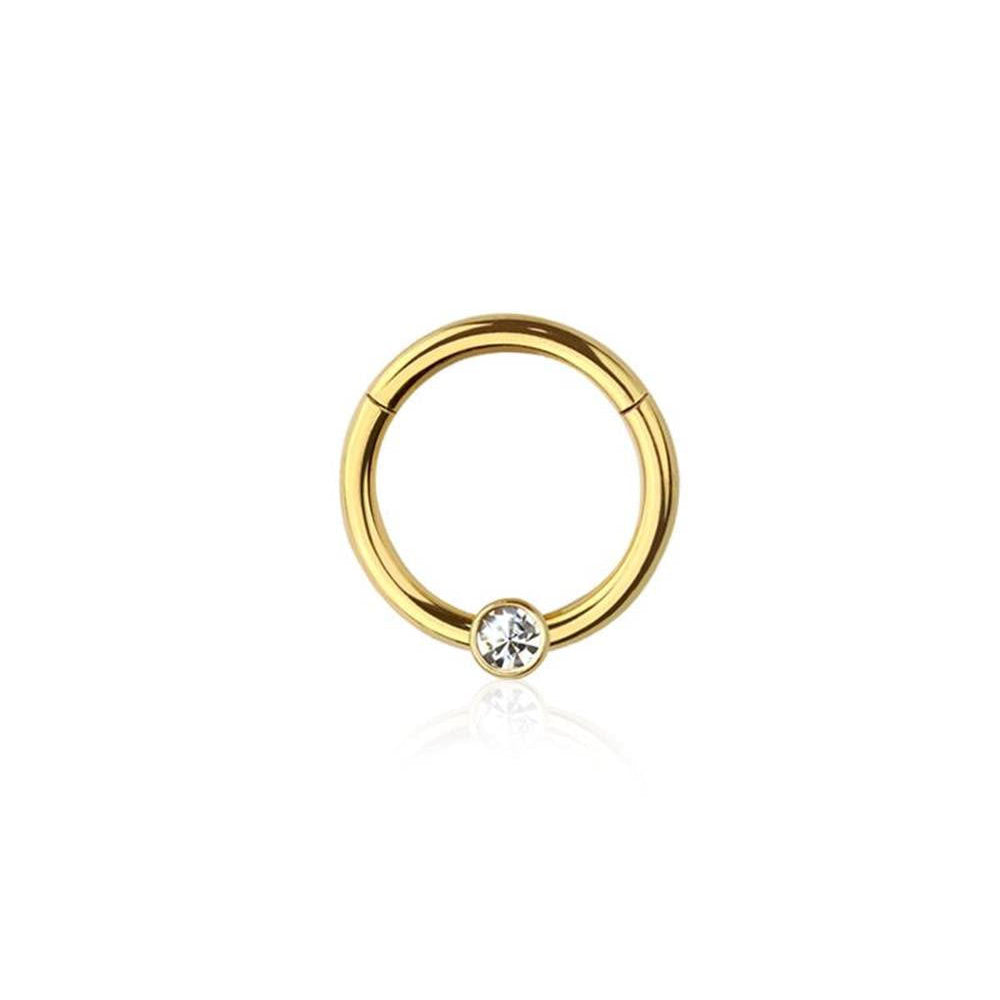 Premium Bezel-Set Crystal Segment Ring 16g