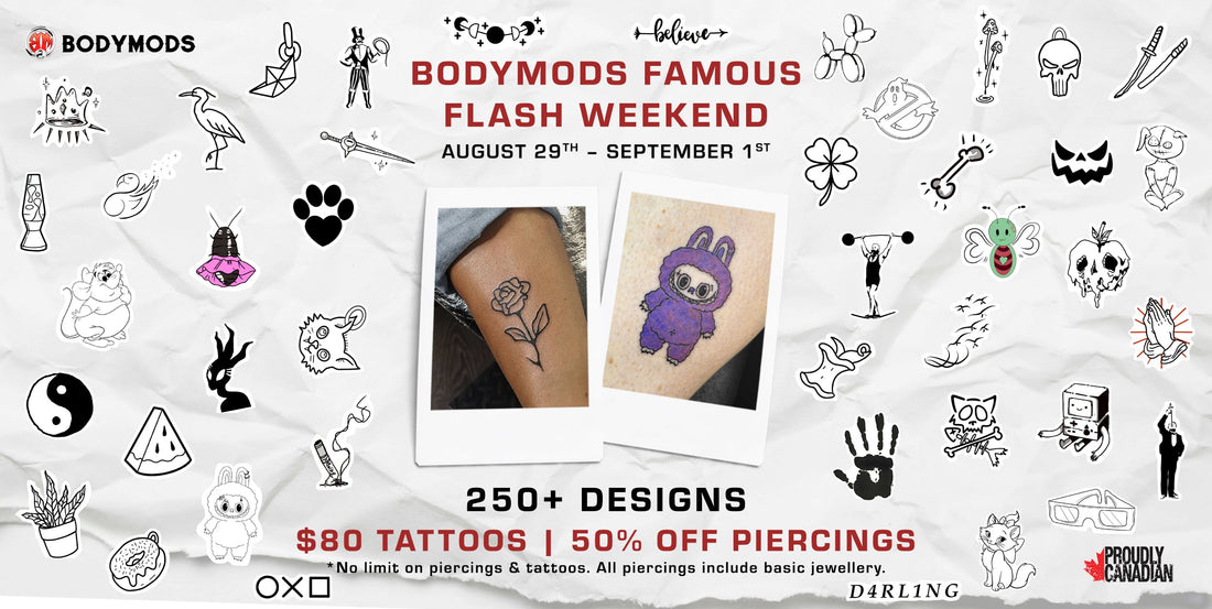 BodyMods Famous Flash Weekend: $80 Tattoos & 50% Off Piercings
