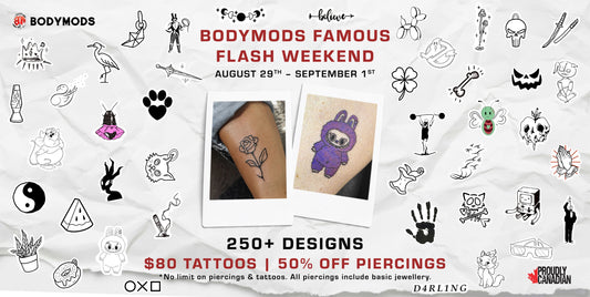 BodyMods Famous Flash Weekend: $80 Tattoos & 50% Off Piercings