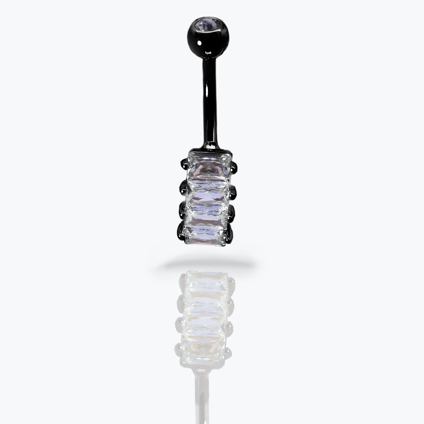 Square Glam  Belly Button Ring 14g- Blackline