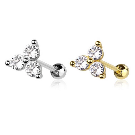 Triple Claw-Set Crystal Ball Back 16g