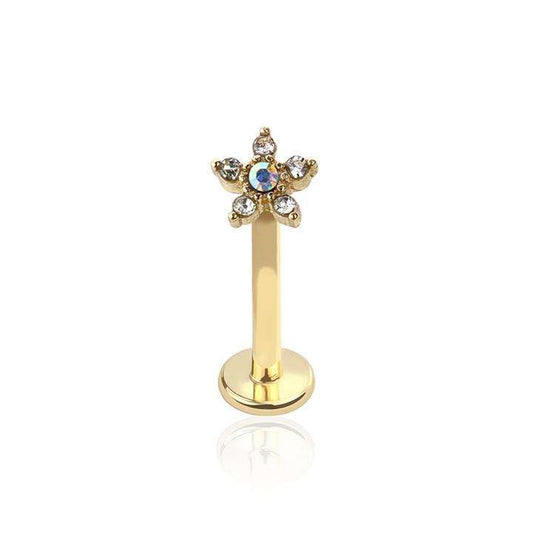 PREMIUM Crystal Flower Labret 16G