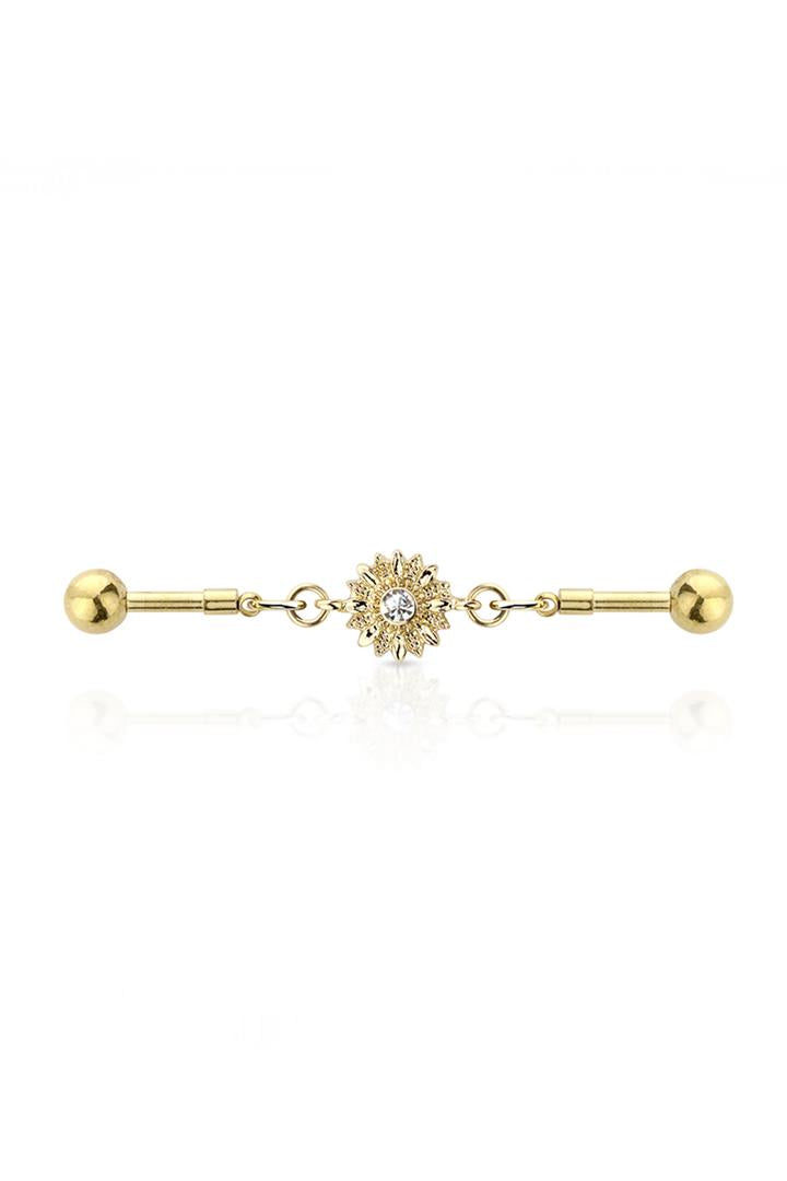 PREMIUM Blooming Flower Chain Industrial Barbell 14g
