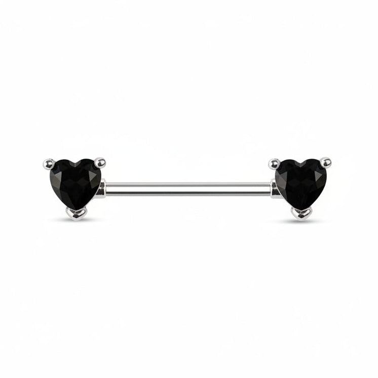 Claw-Set Lovely Heart Crystal Nipple Barbell 14g