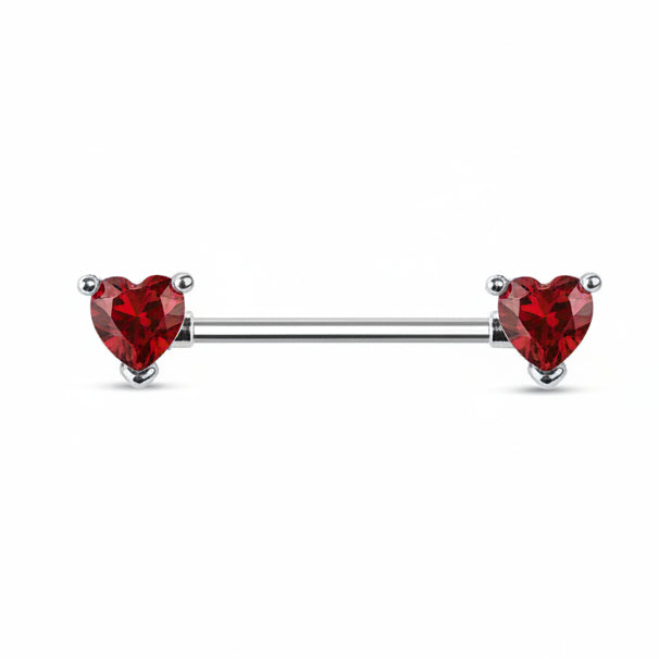 Claw-Set Lovely Heart Crystal Nipple Barbell 14g