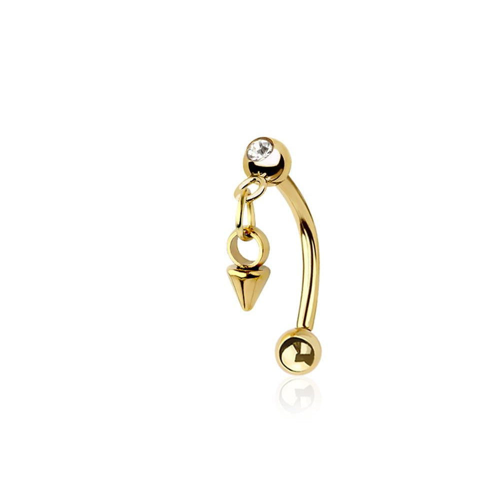 Spike Dangle Crystal Curved Barbell 16g
