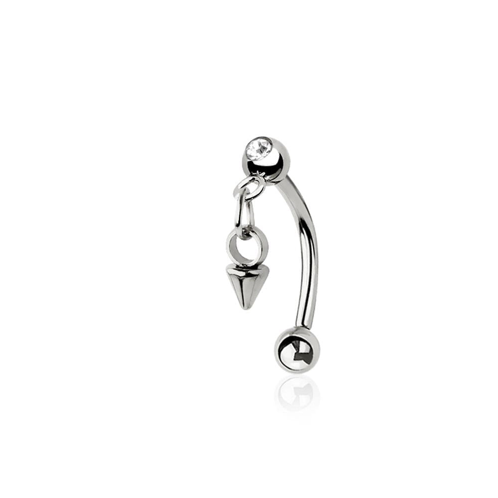 Spike Dangle Crystal Curved Barbell 16g