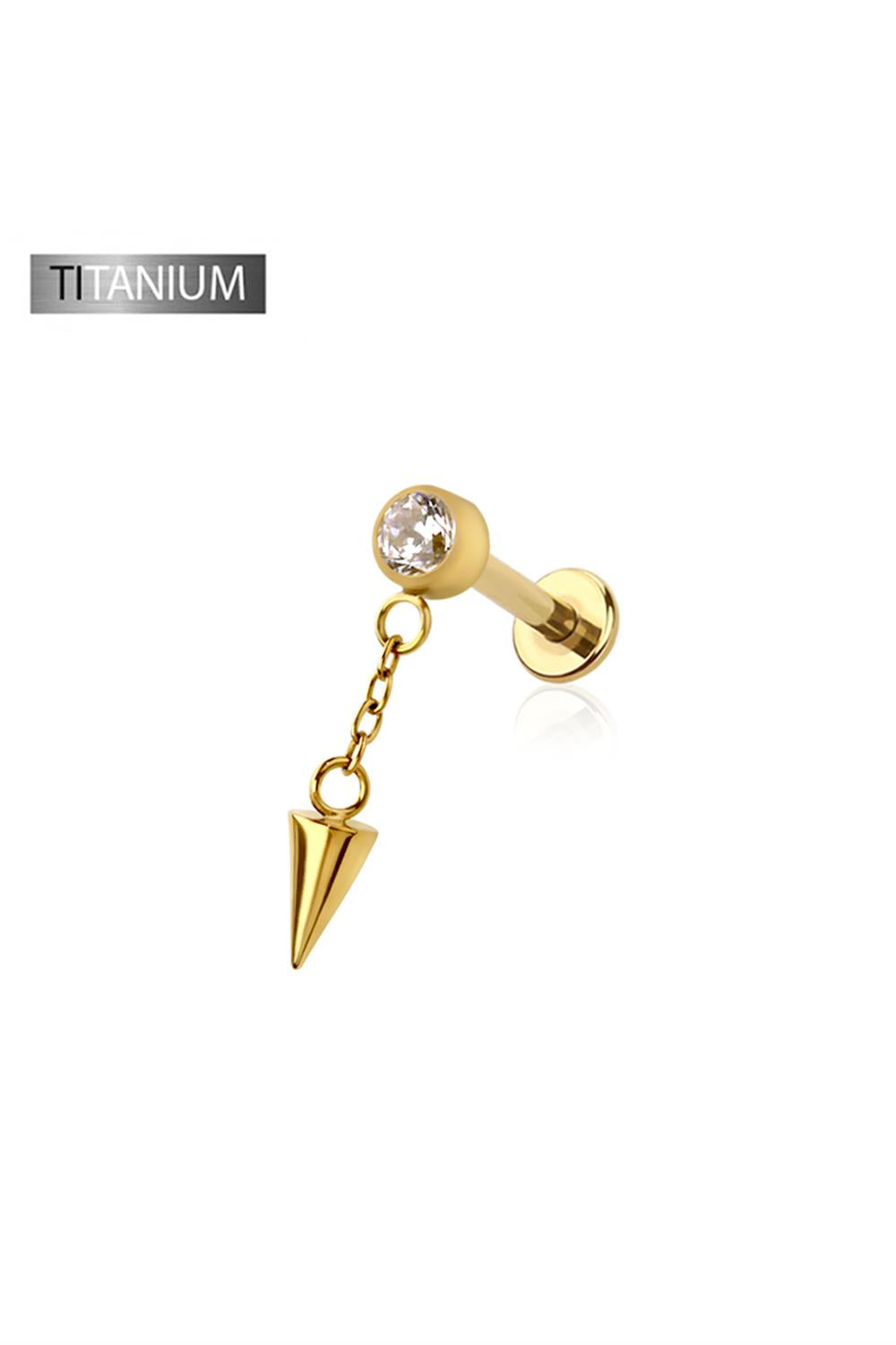 Premium G23 Titanium Spike Cone Dangle Threadless Flat Back