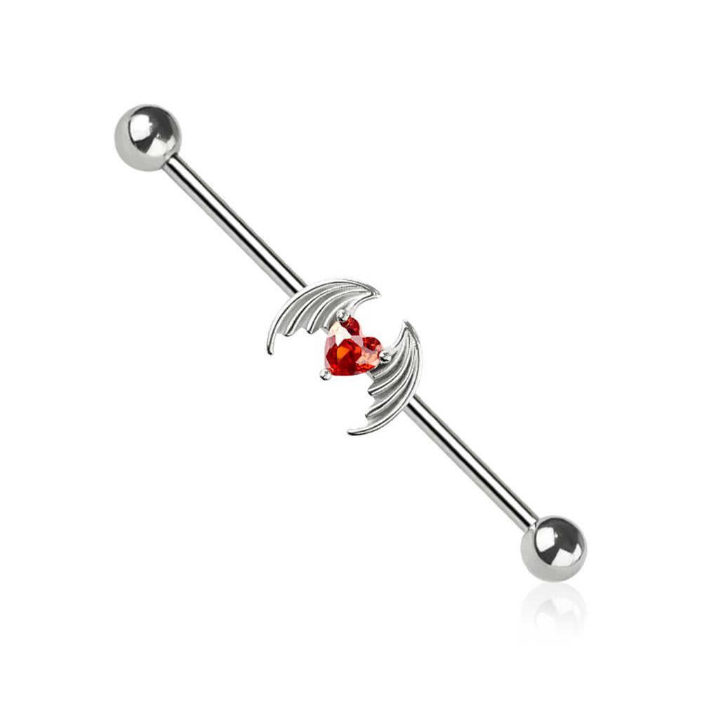 Heart Angel Wing Industrial Barbell 14g