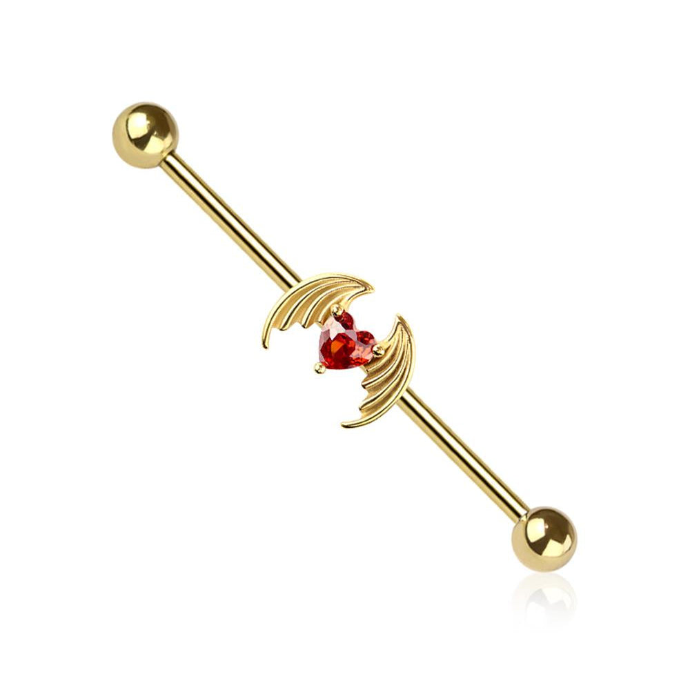 Heart Angel Wing Industrial Barbell 14g