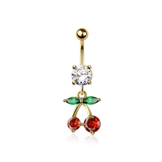 Sweet Cherry Crystal Navel Dangle 14g