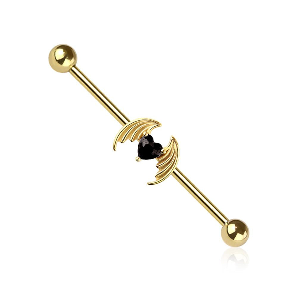 Heart Angel Wing Industrial Barbell 14g