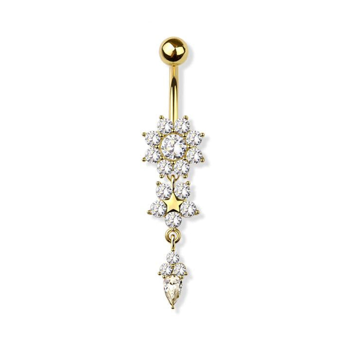 Enchanted Flora Crystal Navel Dangle 14g