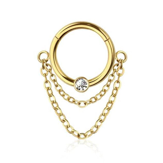 Premium Double Chain + Jewel Segment Ring 16g