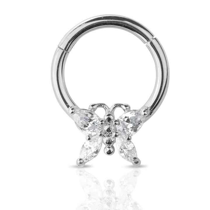 Premium Butterfly Crystal Segment Ring 16g