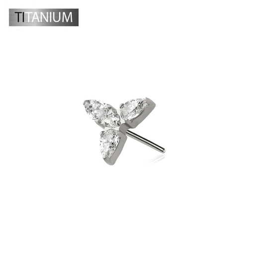 Premium G23 Titanium Flower Crystal Center Threadless Top