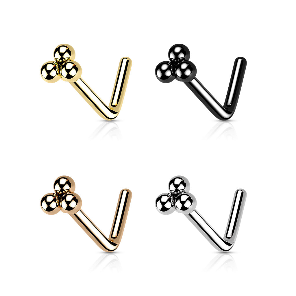 20g SS or PVD nose pin with fine cluster dotwork