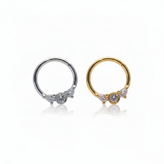 2 Claw-Set Teardrop + Circle Crystal Bendable Ring 16g