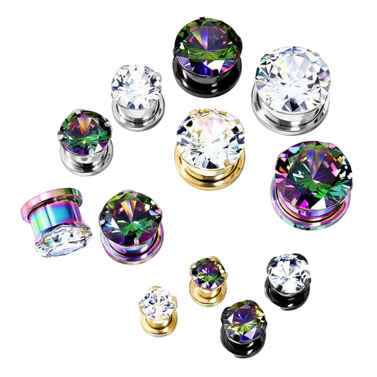 316L SS with Claw-Set Austrian Crystal - Machine Head Plugs 2, 0, 00, 1-2, 9-16, 5-8