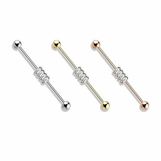 4 Claw-Set Crystals Industrial Barbell 14g (6)