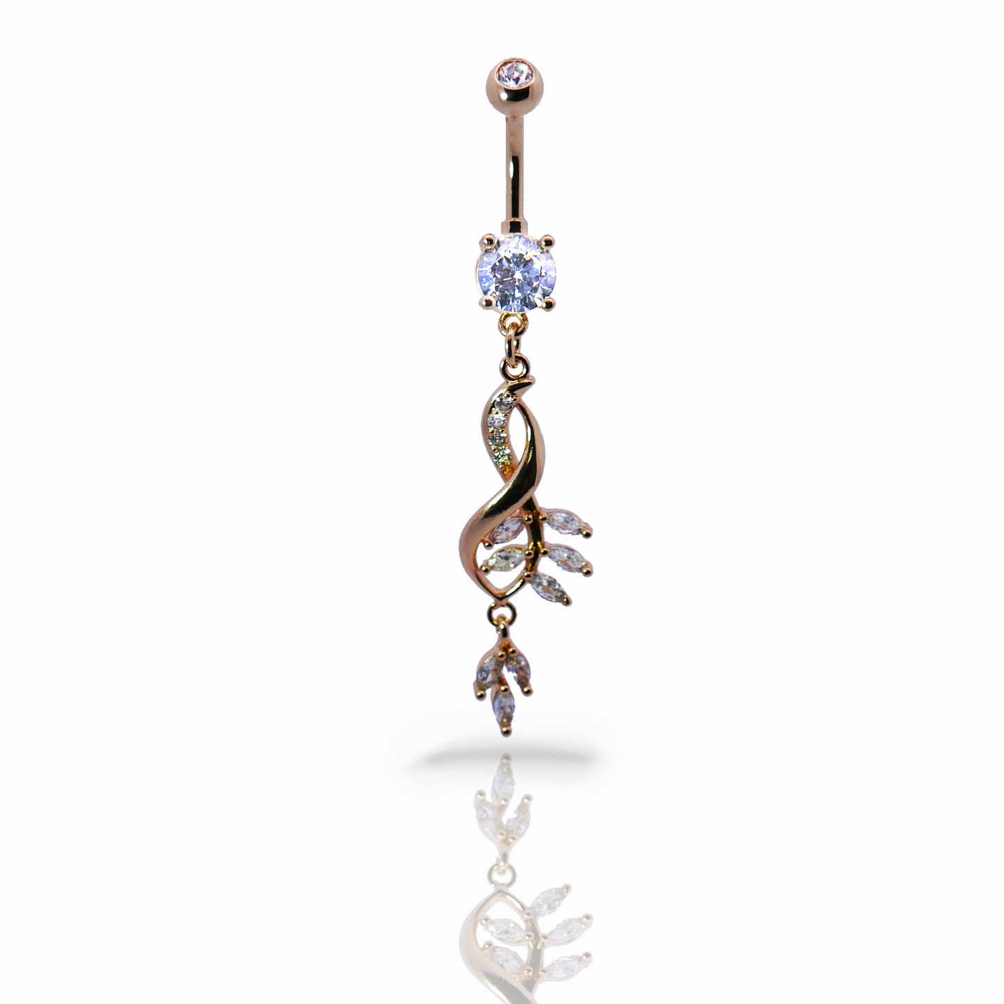 Sparkle Tree Leaf Dangle Belly Button Piercing - Gold