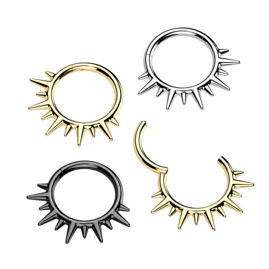 Premium Alternating Spikes Hinged Segment Ring 16g