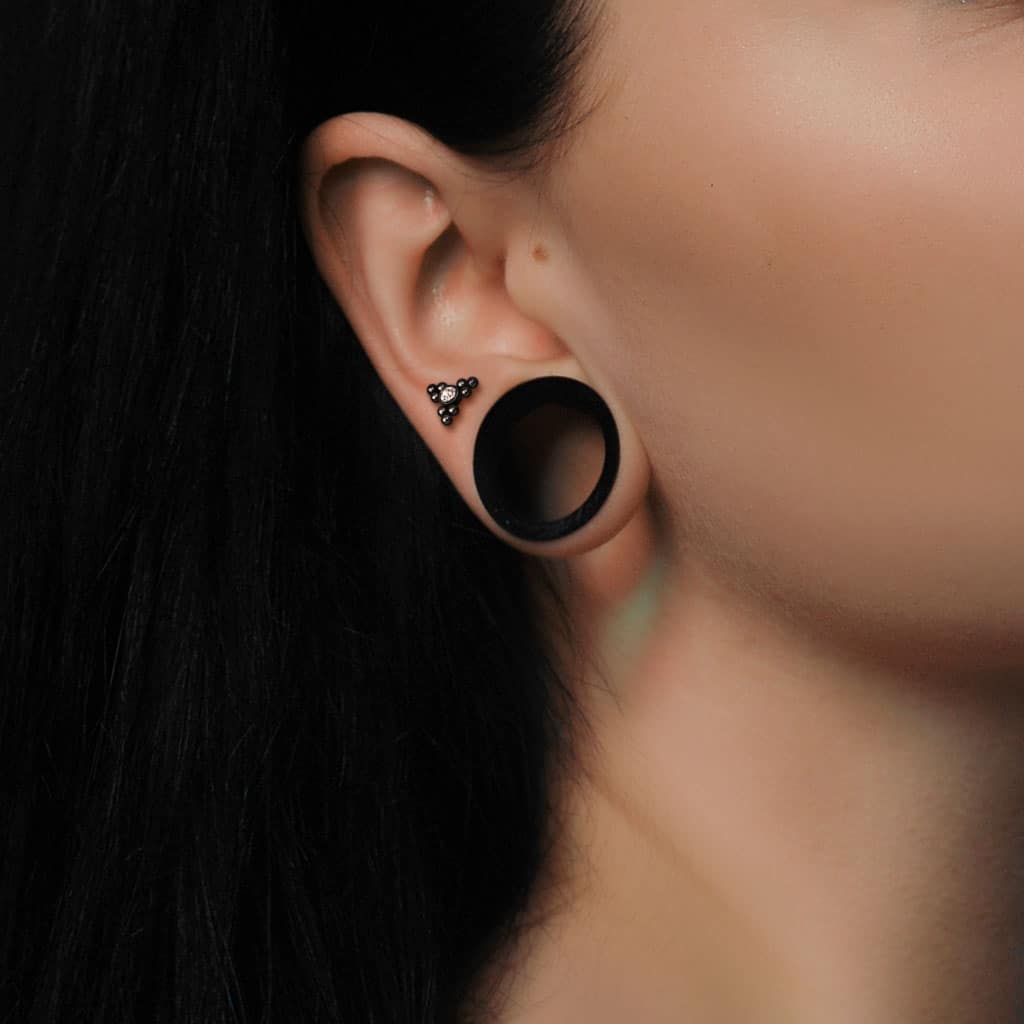 9 Bead + Crystal Cartilage Stud 16g