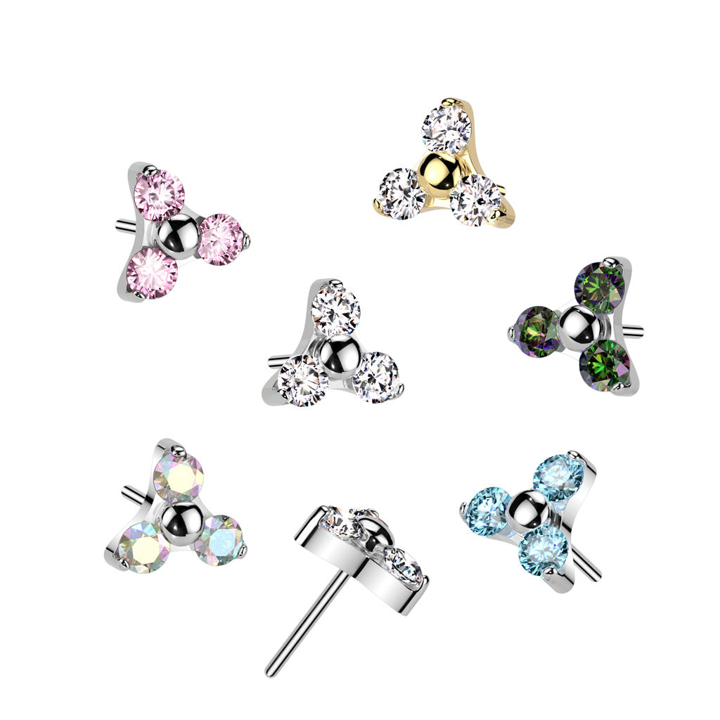Premium 23 Titanium Triple Claw-Set Crystal Threadless Top
