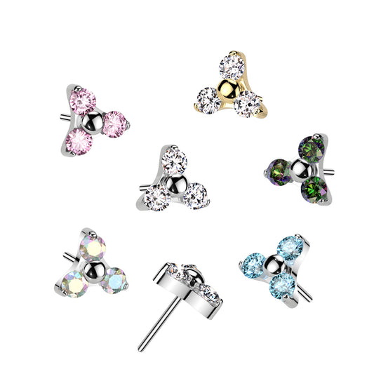 Premium 23 Titanium Triple Claw-Set Crystal Threadless Top