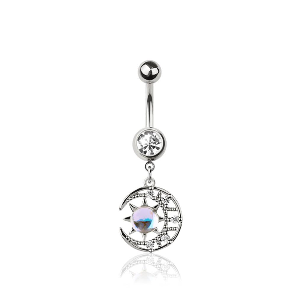 Crescent Moon and Star Navel Dangle 14g