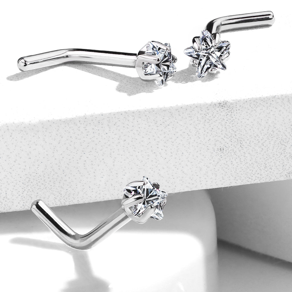 Premium G23 Titanium Claw-Set Star Crystal Nose Pin