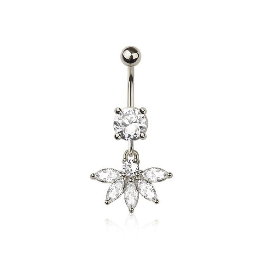 Marquise Flower Shaped Navel Dangle 14g
