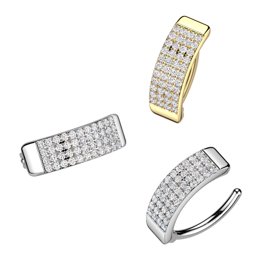 Claw-Set Crystal Four-Row Navel Clicker 14g