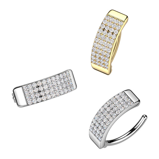 Claw-Set Crystal Four-Row Navel Clicker 14g