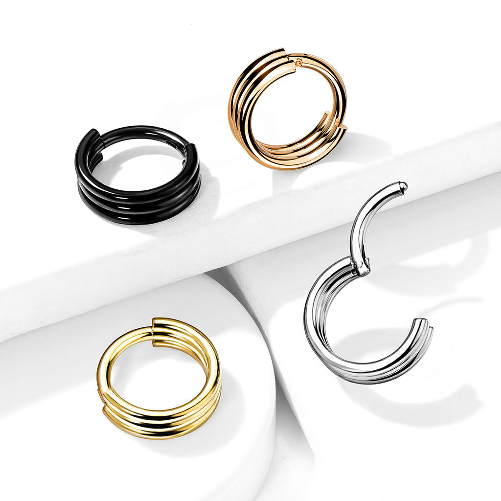 Premium Stacked Hinged Segment Ring 16g