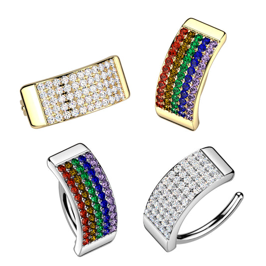 Claw-Set Crystal Five-Row Navel Clicker 14g