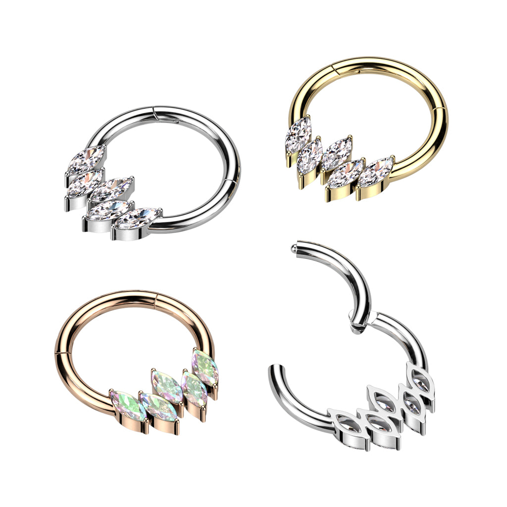 Premium Claw-Set Marquise Crystal Segment Ring 16g
