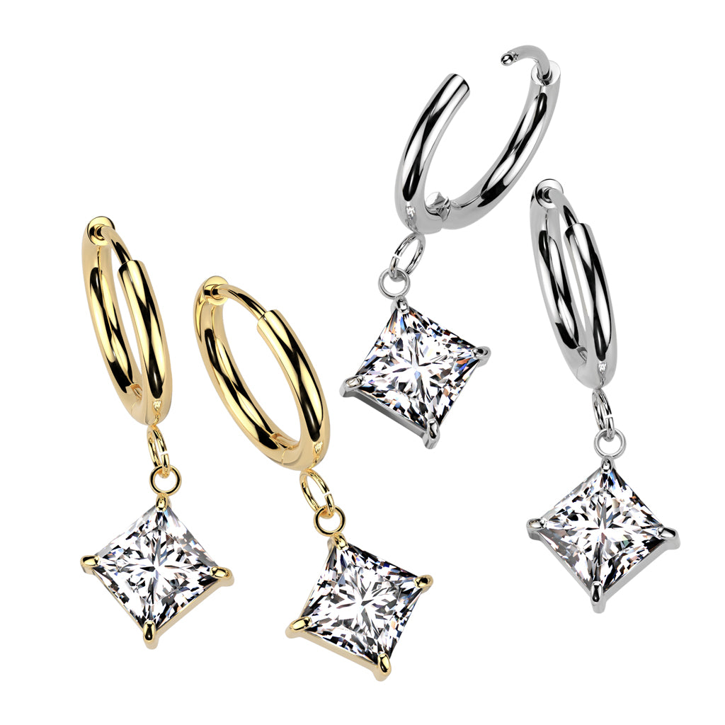 Square Sparkle Dangle Cuff Earrings