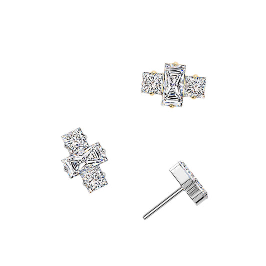 Premium G23 Titanium Claw-Set Geometric Crystal Luxe Threadless Top