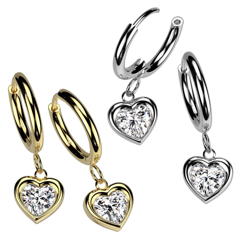 Heart Sparkle Dangle Cuff Earrings