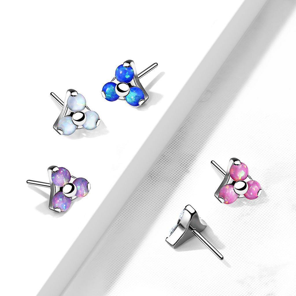 Premium G23 Titanium Triple Claw-Set Opal Threadless Top