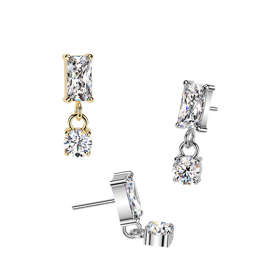 Premium G23 Titanium Claw-Set Luxe Square Dangle Threadless Top